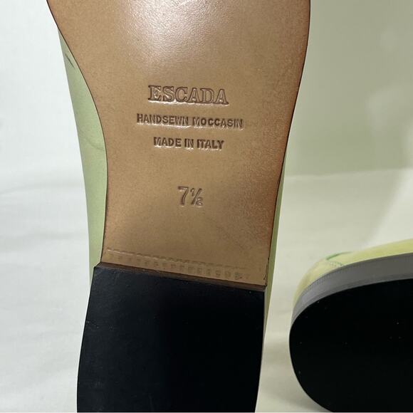 ESCADA Genuine Leather Hand Sewn Moccasin Loafers Size 7.5 - Picture 10 of 11